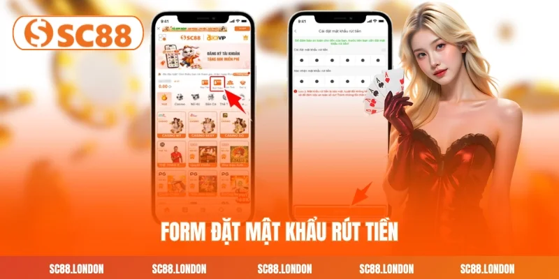 Form đặt mật khẩu rút tiền