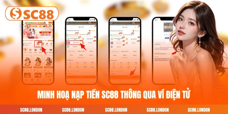 Minh hoạ nạp tiền SC88 thông qua ví điện tử