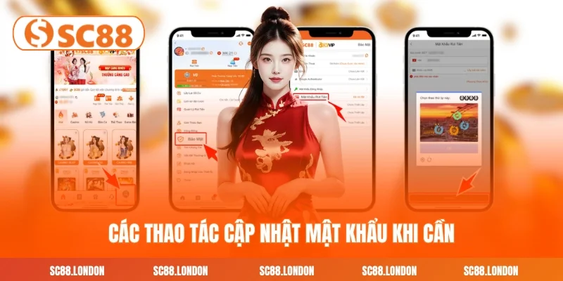 Các thao tác cập nhật mật khẩu khi cần